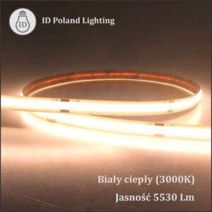 Taśma LED COB 3000K 320 diod/m 9.8W/m IP20 12V 8mm 5m